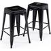xrboomlife Vogue Direct 24 Inch Metal Stools Backless Counter Height Barstools Indoor Outdoor Stackable Stools with Square Seat Set of 4 (Black)