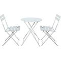 Evajoy 3-Piece Metal Patio Foldable Bistro Table with Chairs Outdoor Portable Furniture Sets Round Accent Table and Chairs for Balcony Garden Small Spaces White