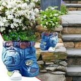 Zynic Flower Pots Creative Jeans Resin Flower Pot Flower Pot Cute Flower Pot Vintage Resin Jeans Shape Garden Statue Flower Pot DIY Flower Pot For Home Yard Outdoor Decoration Home & Garden