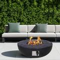 Living Pavilion Afterglow Brand 30 000 BTU Faux Woodgrain Round Propane Gas Fire pit With Weather cover Lava Rocks For Outdoor