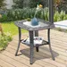 Vcatnet Direct Outdoor Side Table with Tempered Glass Top Wicker End Table Gray