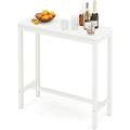 TJUNBOLIFE Table 38 inch Counter Height Pub Table Rectangular Acacia Wood High Top Kitchen Dining Table Indoor or Outdoor Use White