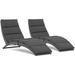 YZboomLife Patio Chaise Lounge Chairs Set 2 Pieces Folding Outdoor Chaise Lounge Chairs Rattan Reclining Chair with Removable Dark Gray Cushion Pool Lounge Chairs for Outside Garden