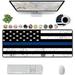 XXL Large Extended Gaming Mouse Pad Retro Thin Blue Line American Flag Mouse Pad with Non-Slip Base Desktop Pad Suitable for Gamers Suitable for Desktop Office and Home + Coffe Cup Coaster