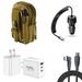 Travel Bundle for Motorola Moto G Power 5G 2024 Waterproof Pack Bag Carrying Pouch Case Screen Protector 40W Car Charger Power Adapter 3-Port Wall Charger USB C to USB C Cable (Khaki)