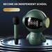 PRETXORVE Robot Bluetooth Smart Speaker Computer Karaoke Private Model Electric Clock Alarm Clock Sound Gift
