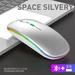 1600DPI Bluetooth 5.1 Wireless Mouse Rechargeable RGB Backlight Mice Ergonomic Silent Mouse 2.4Ghz USB Receiver For Laptop PC Space Silvery
