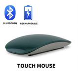 Bluetooth 4.0 Wireless Mouse Rechargeable Silent Multi Arc Touch Mice Ultra-thin Magic Mouse For Laptop Ipad Mac PC Macbook Charging Dark green