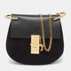 CHLOE Black Leather and Suede Small Drew Chain Crossbody Bag