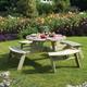 Rowlinson 8 Seater Natural Timber Round Picnic Table 2000mm - Green Parasol