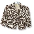 Michael Kors Jackets & Coats | Michael By Michael Kors - Zebra Print Linen Cropped Jacket - Size 12 | Color: Brown/Tan | Size: 12