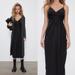 Zara Dresses | New Zara Midi Dress With Draped Detail Womens Size L | Color: Black | Size: L