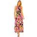 Free People Dresses | Free People In Full Bloom Maxi Dress Size Medium Floral Halter Backless Tiered | Color: Black/Pink | Size: M