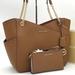 Michael Kors Bags | Michael Kors Lg X Chain Shoulder Tote Bag & Double Zip Wallet Wristlet Luggage | Color: Brown/Gold | Size: Large