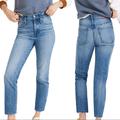 Madewell Jeans | Madewell Petite Mid Rise Perfect Vintage Raw Hem Jeans Enmore Wash Short Length | Color: Blue | Size: 23p