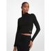Michael Kors Sweaters | Michael Kors Ribbed Merino Blend Cropped Turtleneck Sweater Black Xl New | Color: Black | Size: Xl