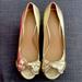 Tory Burch Shoes | New Light Gold Tory Burch Peep Toe Wedges Size 10 | Color: Gold/Tan | Size: 10
