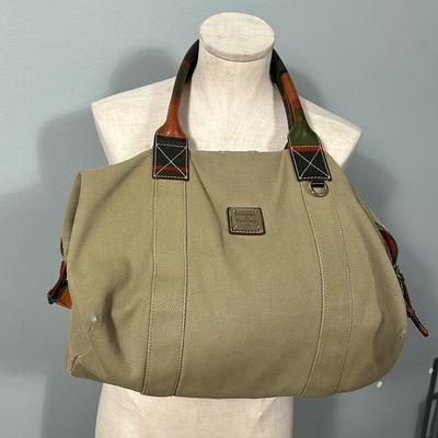 Dooney & Bourke Bags | Dooney & Burke Leather Strap Army Green Canvas Bag Large Shoulder Bag | Color: Brown/Green | Size: Os