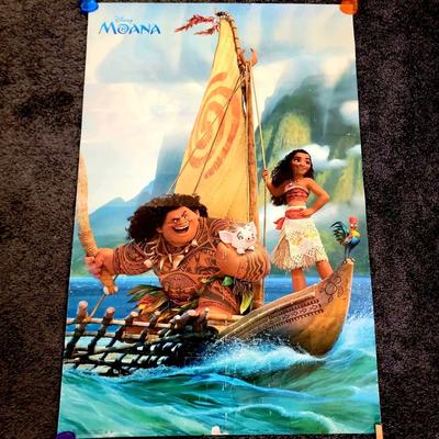 Disney Art | Disney Moana Movie Poster Wall Art Print Home Decor Cinema Film Child Room Maui | Color: Black/Blue | Size: Os