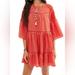 Free People Dresses | Free People Lola Embroidered Mini Dress/ Tunic Top Orange Size Small | Color: Orange/White | Size: S