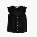 Madewell Tops | Madewell Ruffle Sleeve Bib Eyelet Black Top Size Medium Madewell | Color: Black | Size: M