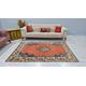 Living Room Rug, Area Vintage Oushak Carpet Hand Knotted Rug, Anatolian Oriental Bohemian 4'6'' Feet X 7'0''