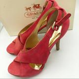 Coach Shoes | Coach Adelle Blossom Nubuck Suede Leather Heels In Blossom Size 9.5 M | Color: Pink/Red | Size: 9.5