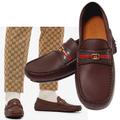 Gucci Shoes | Gucci Shoes Mens Ayrton Driver W Web Gg Moccasins Brown Leather | Color: Brown | Size: Various