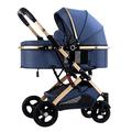 KITCISSL Baby Stroller Pushchair, High Landscape Baby Stroller Carriage Two-way Pram Trolley for Infant and Toddler, Lightweight Baby Pram Stroller for Newborn Ideal for 0-36 Months (Color : Blue B)