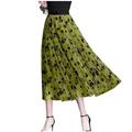 FXSMCXJ Long Skirt Women's Midi Length Skirt Floral Printed Elastic Waist Tulle Midi Skirts-emerald-2xl