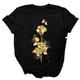 JKJHJF Women's t-shirts Large Size Gold Rose Print Women'S T-Shirt Short Sleeve Casual O-Neck Top T-Shirt Black T-Shirt.-Dm073 (1)-Xxl