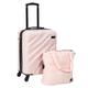 Geoffrey Beene Carry On Luggage Set - 2 Piece Suitcase & Travel Bag - 20" Expandable Hardside Suitcase with 360 Spinner Wheels & Telescopic Handle - 15" Travel Puffer Tote Bag (Blush)