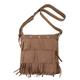 Hyuyikuwol Retro Fringe Crossbody Bag Faux Suede Shoulder Handbag Zipper Satchel Sling Bag, A08086-light Brown, 21*7*22cm