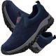 AZMAHT Mens Walking Shoes Slip-on Trainers Trainers Suede Upper Breathable Gym Sports Running Shoes Lightweight Sneakers Walking Shoes Casual Athletic Tennis Shoes,Blue,46/280mm