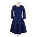 Gap Casual Dress - A-Line: Blue Solid Dresses - Women's Size 4