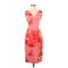 Maggy London Casual Dress - Sheath V Neck Sleeveless: Red Print Dresses - Women's Size 4