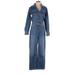 Zara Jumpsuit Collared 3/4 sleeves: Blue Solid Jumpsuits - Women's Size X-Small