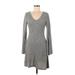 Alya Casual Dress - A-Line Scoop Neck Long sleeves: Gray Dresses - Women's Size Medium