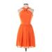 French Connection Casual Dress - Mini High Neck Sleeveless: Orange Solid Dresses - Women's Size 0