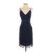 ASTR The Label Casual Dress - Sheath V-Neck Sleeveless: Blue Print Dresses - Women's Size Small