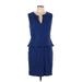 Adrianna Papell Casual Dress V-Neck Sleeveless: Blue Dresses - Women's Size 12