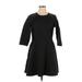 Daisy Fuentes Casual Dress - A-Line High Neck 3/4 sleeves: Black Print Dresses - Women's Size X-Large