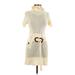 Akira Casual Dress - Sweater Dress High Neck Short sleeves: Ivory Print Dresses - Women's Size Large