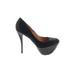 L.A.M.B. Heels: Slip On Stilleto Cocktail Party Black Solid Shoes - Women's Size 7 1/2 - Round Toe