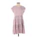 Knox Rose Casual Dress - A-Line Crew Neck Short sleeves: Pink Solid Dresses - Women's Size X-Small