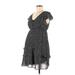 Motherhood Casual Dress - A-Line V-Neck Short sleeves: Black Dresses - Women's Size Medium Maternity