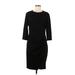 L'Agence Casual Dress - Sheath Crew Neck 3/4 sleeves: Black Solid Dresses - Women's Size 10
