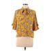 Zara 3/4 Sleeve Blouse: Yellow Floral Tops - Women's Size Medium