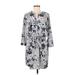 Ann Taylor LOFT Outlet Casual Dress - Shirtdress: Gray Floral Motif Dresses - Women's Size Medium