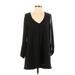 Lovers + Friends Casual Dress - Shift V-Neck Long sleeves: Black Solid Dresses - Women's Size X-Small